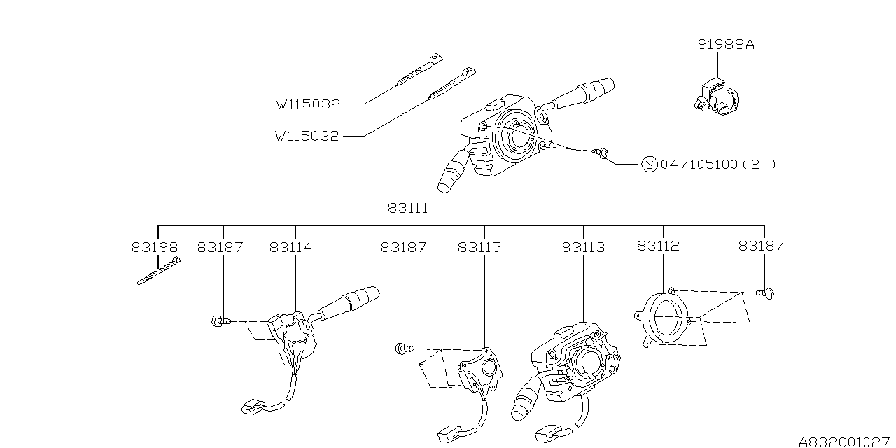 83111AC830 Genuine Subaru COMBINATION SWITCH