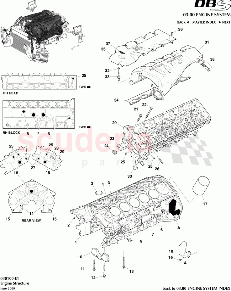 Aston Martin DBS V12 Engine Structure Parts Scuderia Car Parts