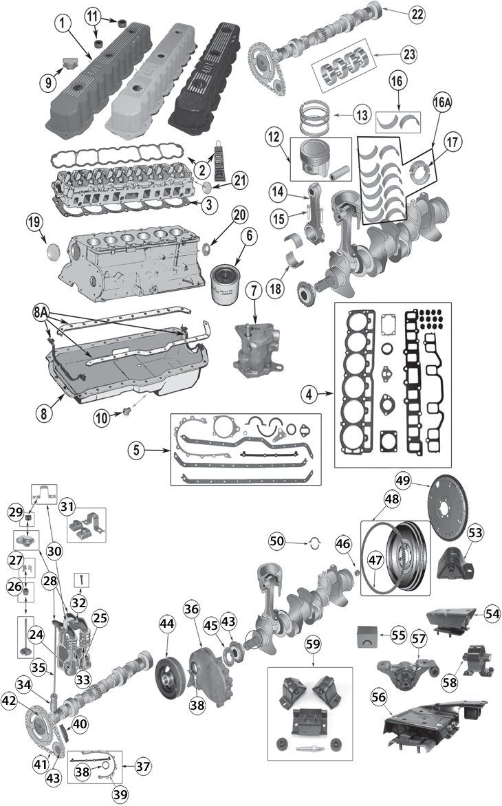 1987 2006 Jeep 4 0L 242ci Inline 6 Cylinder Engine Replacement Parts 