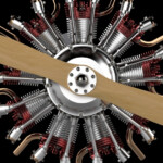 228 9 cylinder Radial Engine Free Download 3D Model